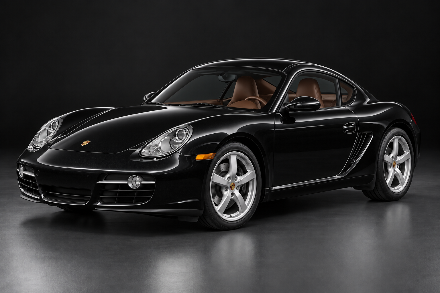 Porsche Cayman negro con interior marrón